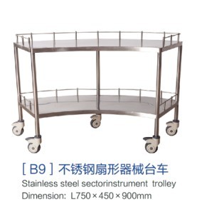 [b9]不锈钢扇形器械台车